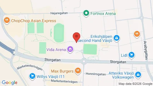 Lägenheter till salu i Växjö - kort over placeringen