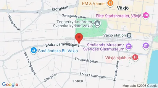 Lägenheter till salu i Växjö - kort over placeringen