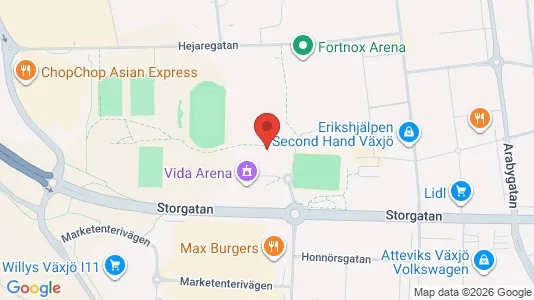 Lägenheter till salu i Växjö - kort over placeringen