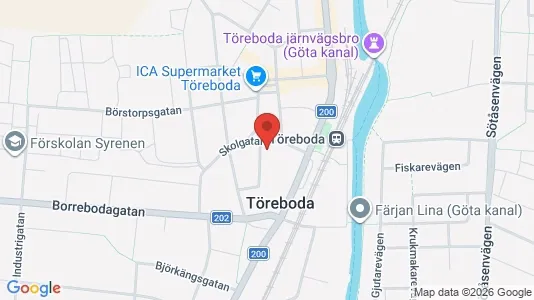 Bostadsrätter till salu i Töreboda - kort over placeringen