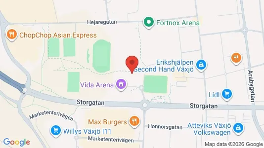 Bostadsrätter till salu i Växjö - kort over placeringen