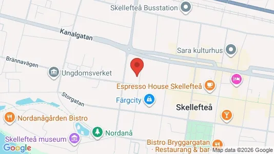 Lägenheter att hyra i Skellefteå - kort over placeringen