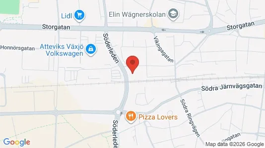 Bostadsrätter till salu i Växjö - kort over placeringen