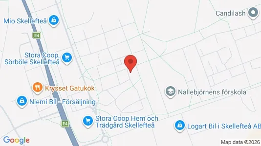 Lägenheter till salu i Skellefteå - kort over placeringen
