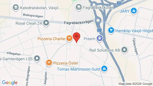 Bostadsrätter till salu i Växjö - kort over placeringen