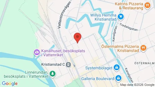 Bostadsrätter till salu i Kristianstad - kort over placeringen