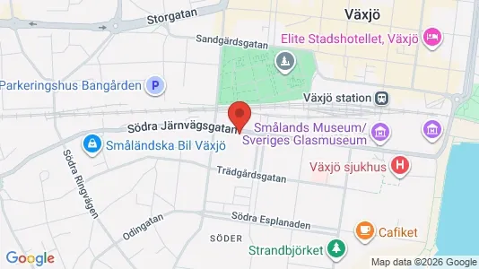 Lägenheter till salu i Växjö - kort over placeringen