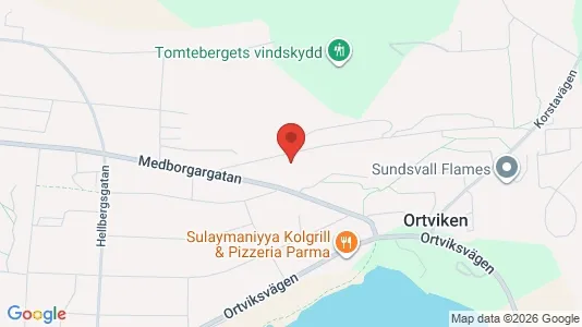 Bostadsrätter till salu i Sundsvall - kort over placeringen