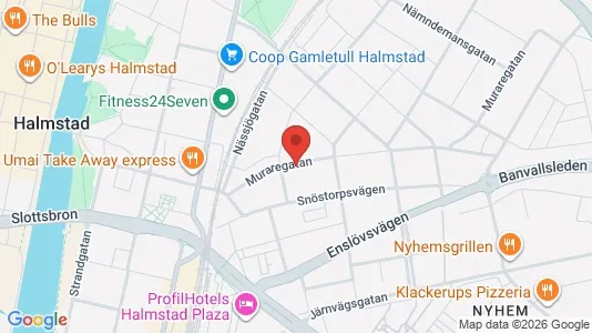 Lägenheter till salu i Halmstad - kort over placeringen