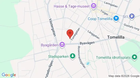 Bostadsrätter till salu i Tomelilla - kort over placeringen