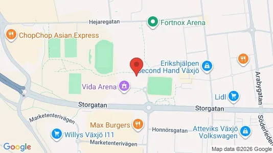 Bostadsrätter till salu i Växjö - kort over placeringen