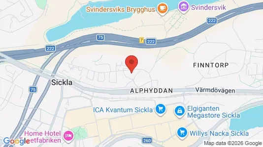 Lägenheter till salu i Nacka - kort over placeringen
