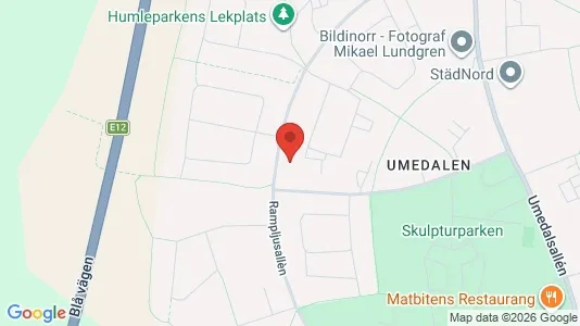 Bostadsrätter till salu i Umeå - kort over placeringen