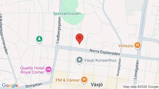 Bostadsrätter till salu i Växjö - kort over placeringen