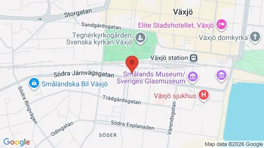 Bostadsrätter till salu i Växjö - kort over placeringen