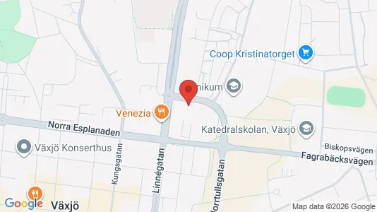 Bostadsrätter till salu i Växjö - kort over placeringen