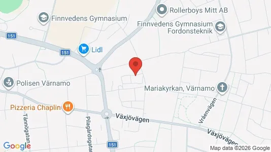 Bostadsrätter till salu i Värnamo - kort over placeringen