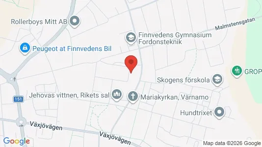 Bostadsrätter till salu i Värnamo - kort over placeringen