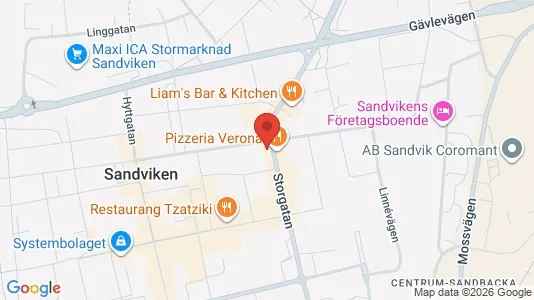 Bostadsrätter till salu i Sandviken - kort over placeringen