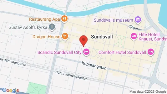 Lägenheter till salu i Sundsvall - kort over placeringen
