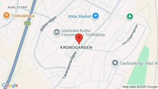 Lägenheter att hyra i Trollhättan - kort over placeringen