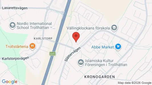 Lägenheter att hyra i Trollhättan - kort over placeringen