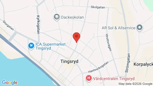 Bostadsrätter till salu i Tingsryd - kort over placeringen