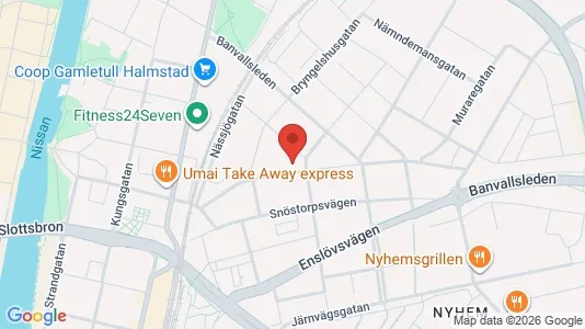 Lägenheter till salu i Halmstad - kort over placeringen