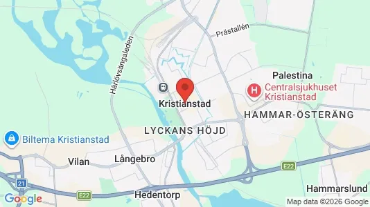 Hus till salu i Kristianstad - kort over placeringen