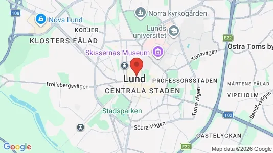 Studentbostäder att hyra i Lund - kort over placeringen