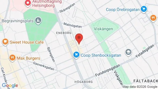 Bostadsrätter till salu i Helsingborg - kort over placeringen