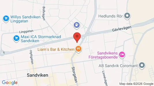 Bostadsrätter till salu i Sandviken - kort over placeringen