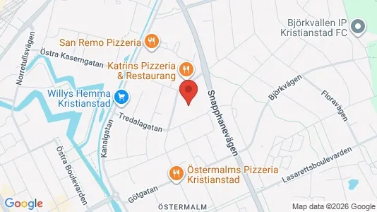 Bostadsrätter till salu i Kristianstad - kort over placeringen