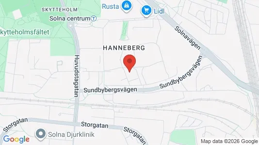 Bostadsrätter till salu i Solna - kort over placeringen