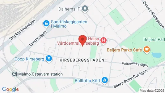 Bostadsrätter till salu i Kirseberg - kort over placeringen