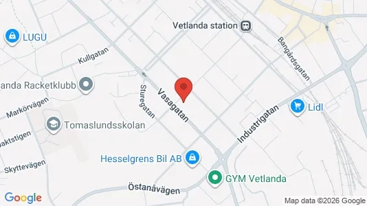 Bostadsrätter till salu i Vetlanda - kort over placeringen