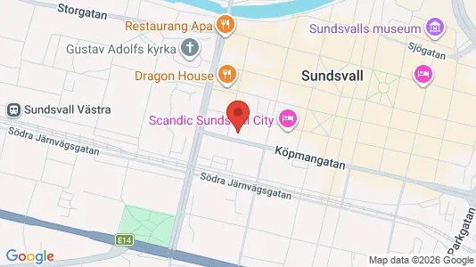 Lägenheter till salu i Sundsvall - kort over placeringen