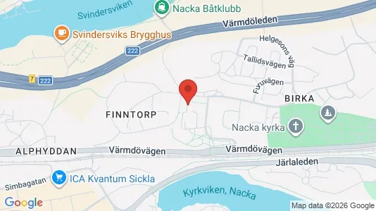 Bostadsrätter till salu i Nacka - kort over placeringen