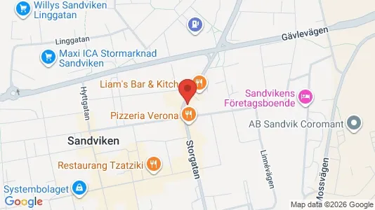 Lägenheter att hyra i Sandviken - kort over placeringen