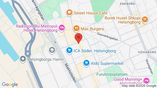 Lägenheter att hyra i Helsingborg - kort over placeringen