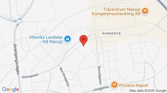 Bostadsrätter till salu i Nässjö - kort over placeringen