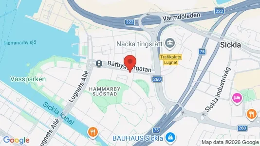 Lägenheter till salu i Hammarbyhamnen - kort over placeringen