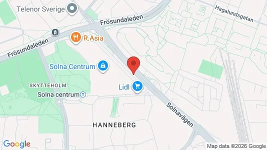 Lägenheter till salu i Solna - kort over placeringen