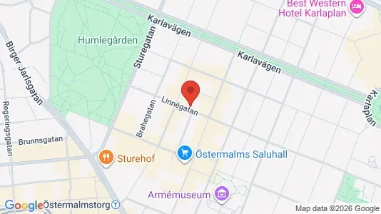 Lägenheter till salu i Östermalm - kort over placeringen
