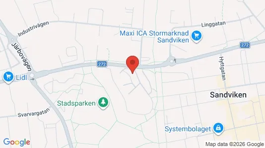 Bostadsrätter till salu i Sandviken - kort over placeringen