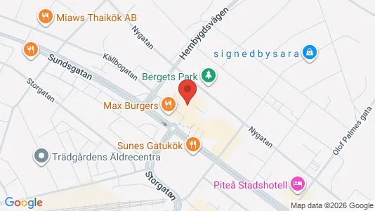Lägenheter att hyra i Piteå - kort over placeringen