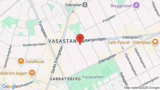 Bostadsrätter till salu i Vasastan - kort over placeringen