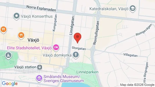 Bostadsrätter till salu i Växjö - kort over placeringen