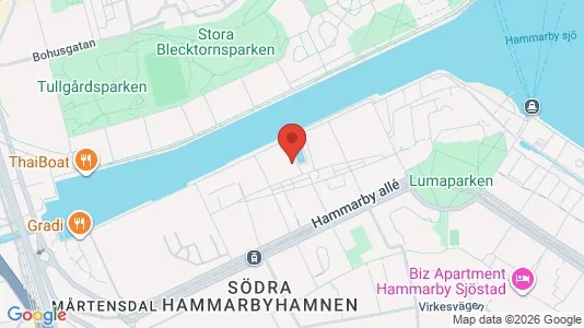 Bostadsrätter till salu i Hammarbyhamnen - kort over placeringen