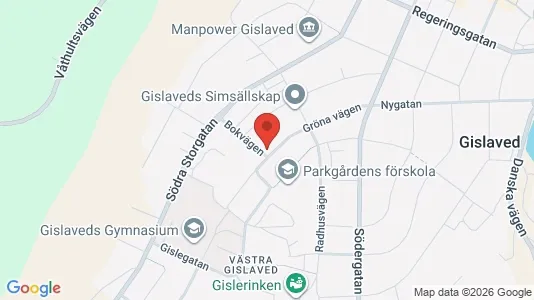 Bostadsrätter till salu i Gislaved - kort over placeringen